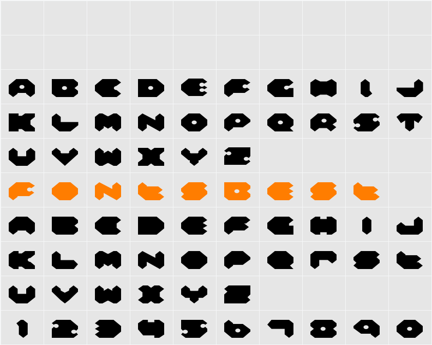 Feldercarb Expanded Character Map