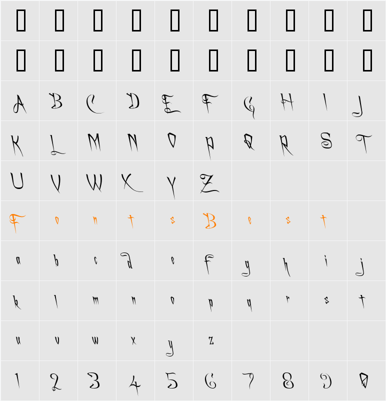 A Charming Font Leftleaning Character Map