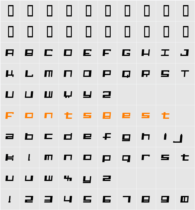 Alphastep  i version Character Map