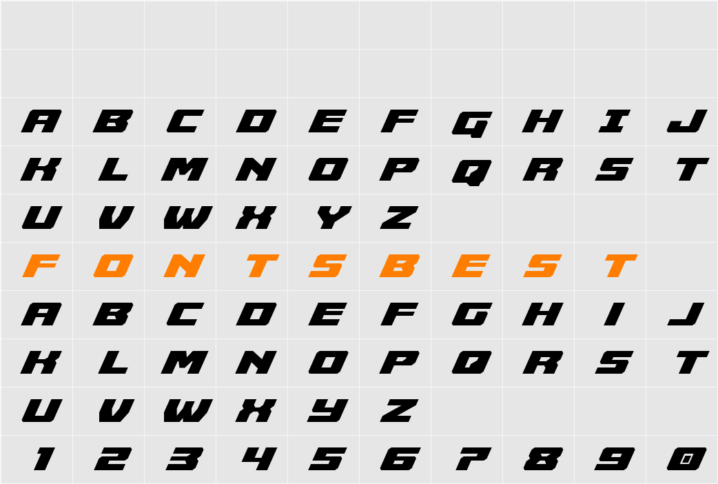 Cruiser Fortress Title Italic Character Map