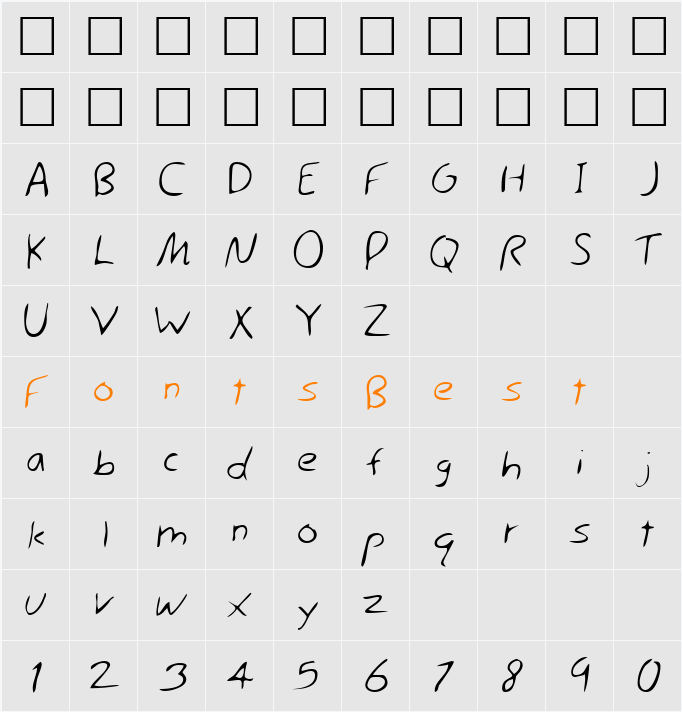 CamdensHand Character Map