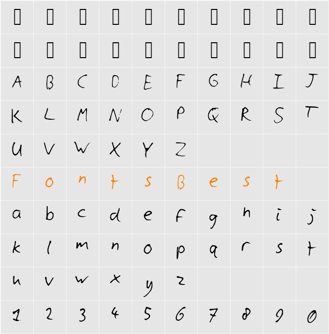 CyllsHandwriting Character Map