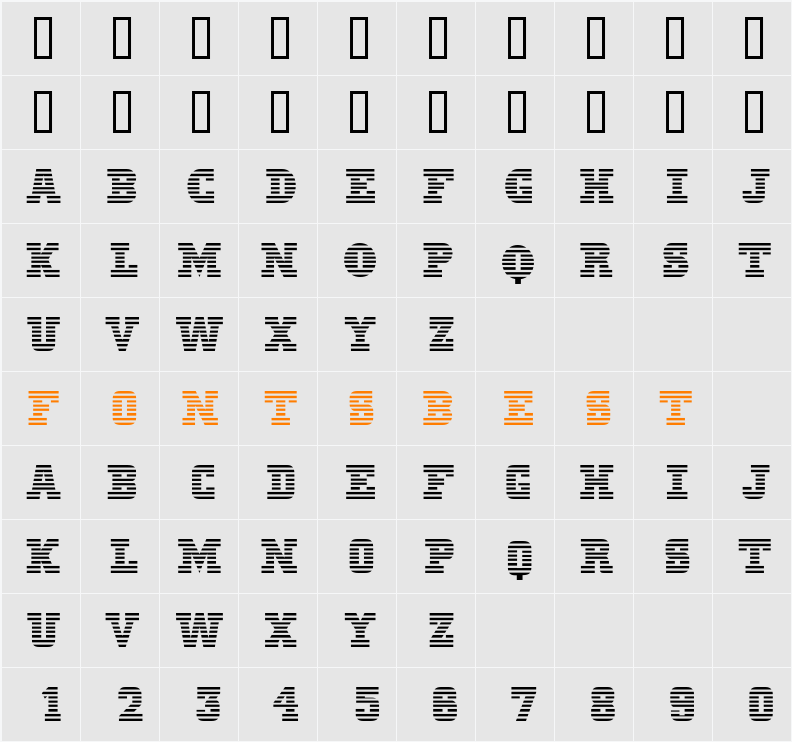 MeninBlue Character Map