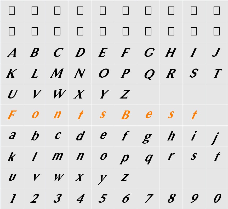 FZ ROMAN 31 ITALIC Character Map