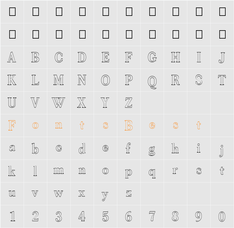 FZ ROMAN 39 HOLLOW Character Map