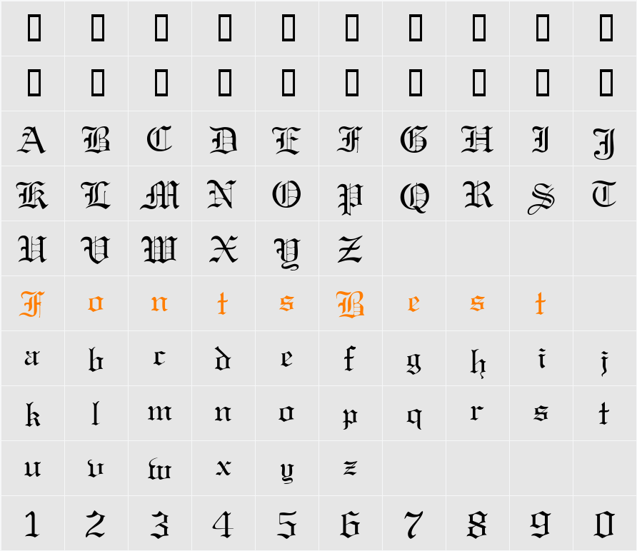 MirkwoodGothicBroad Character Map