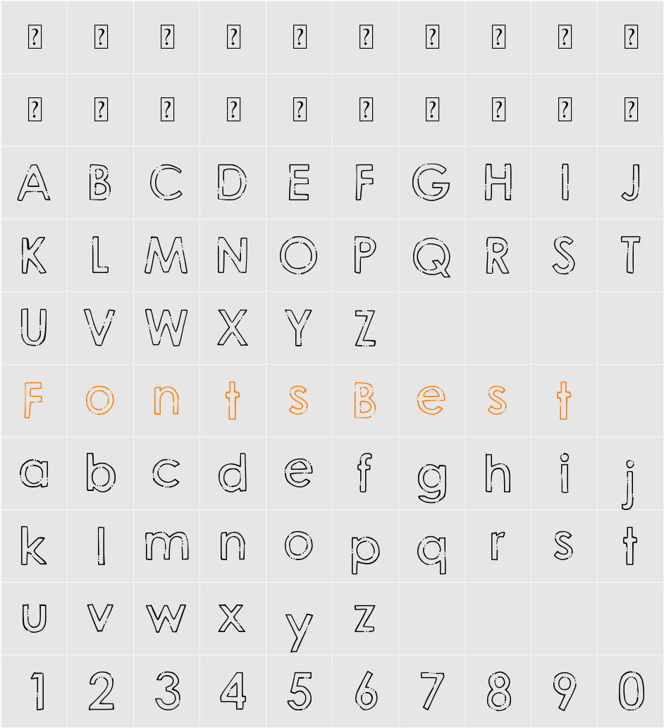 DJB Hand Penned Font Character Map