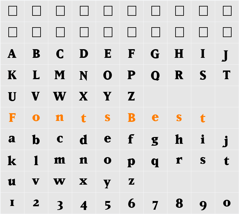 MatrixExtraBoldOldstyle Character Map