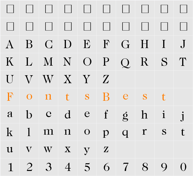 Caslon335 Character Map