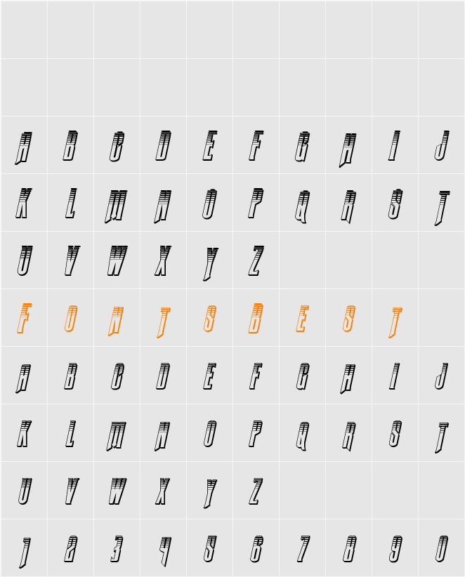 Butch & Sundance Platinum Italic Character Map