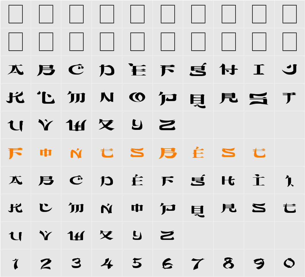 FZ UNIQUE 46 EX Character Map