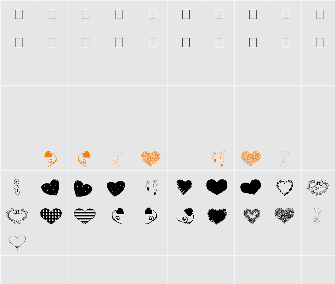 AEZ executive hearts Character Map