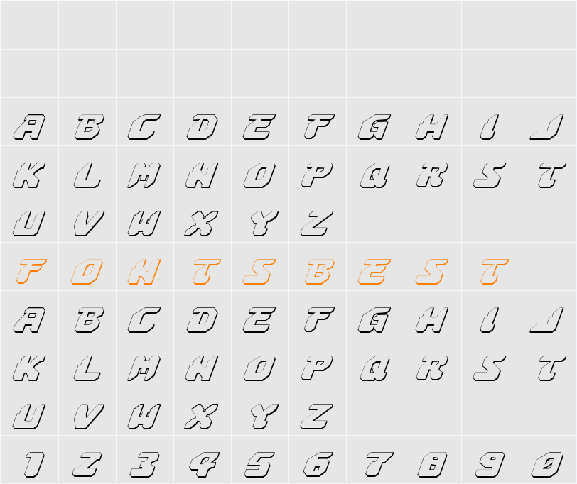 Astropolis 3D Italic Character Map