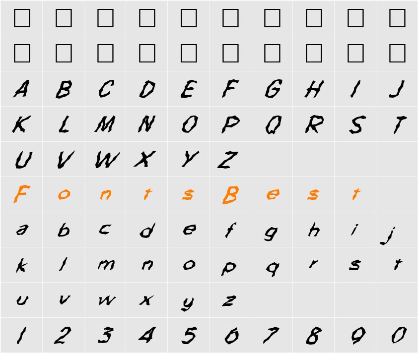 FZ WACKY 63 ITALIC Character Map