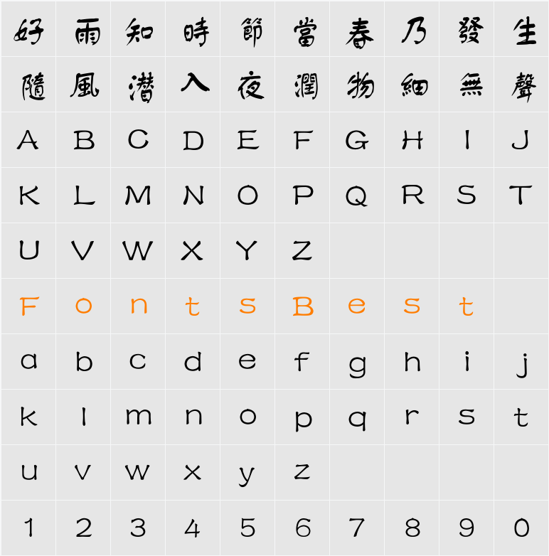 方正新舒体繁体 Character Map