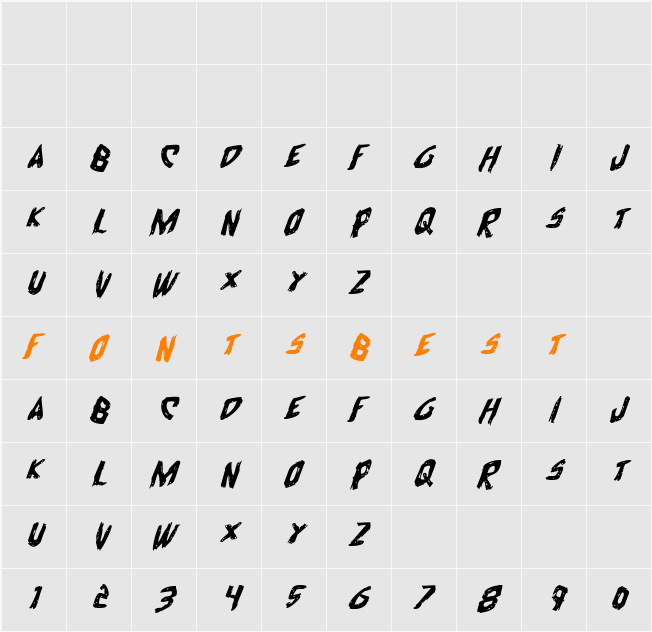 Cyrus the Virus Expanded Italic Character Map