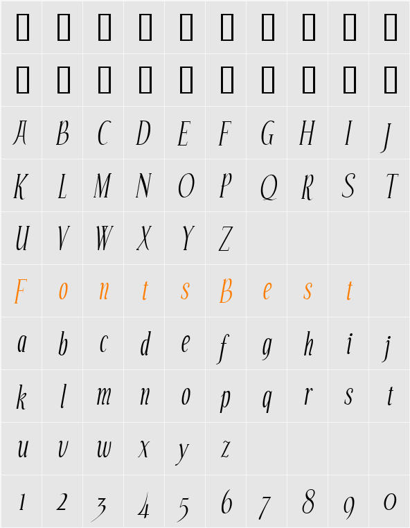 JI-Dossed Character Map