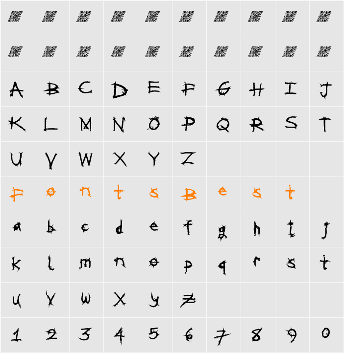 MetalShred Character Map