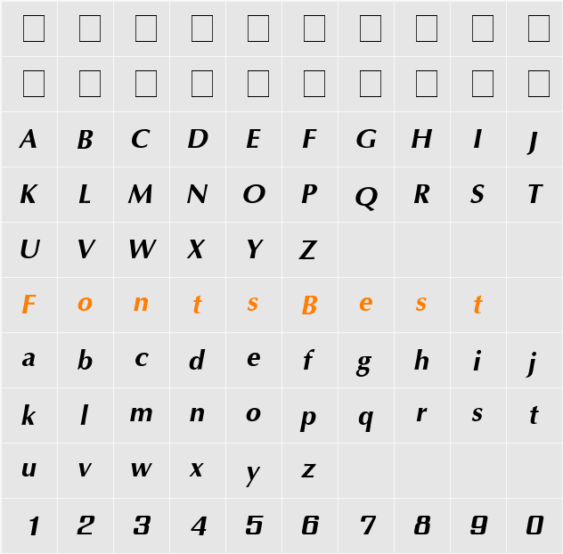 IrisUPC Character Map