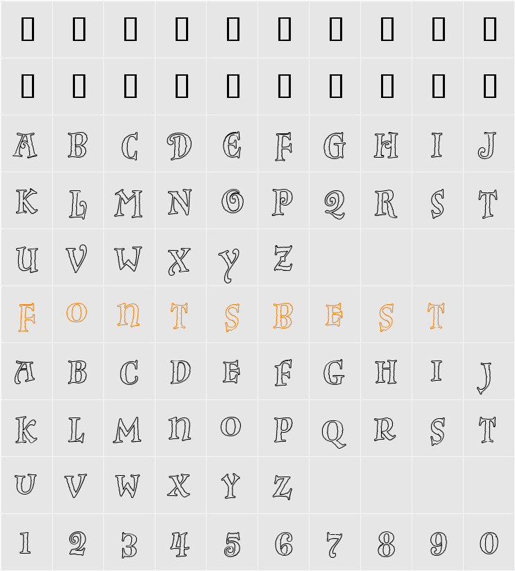 InkpotFitcapsOutline Character Map