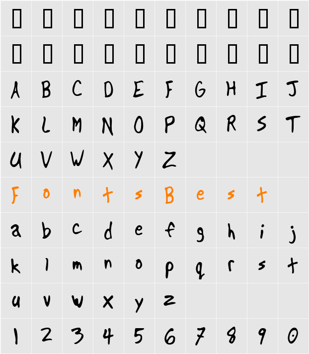 JI-Fawned Character Map