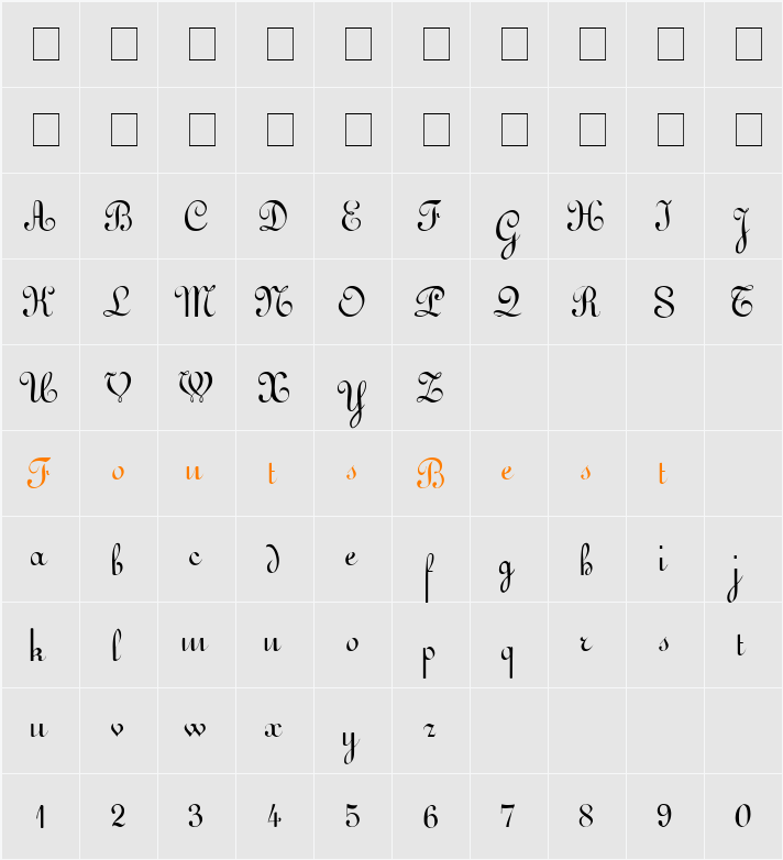 Arabesco Script SSi Character Map