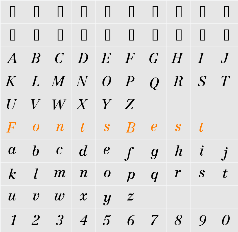 CenturyRepriseSSi Character Map