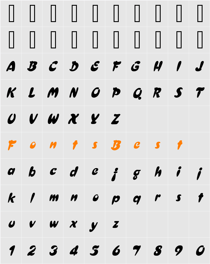 Crest Heavy Character Map