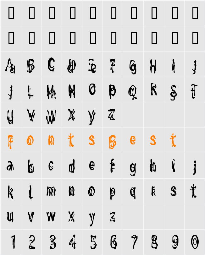 MixUpCondensed Character Map