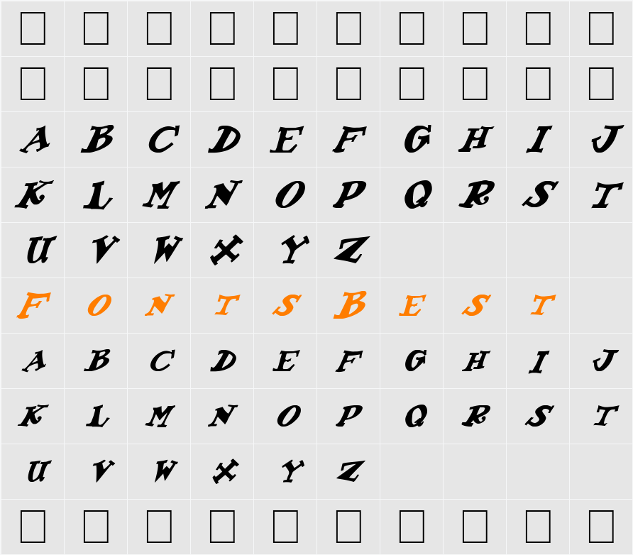 FZ JAZZY 55 ITALIC Character Map