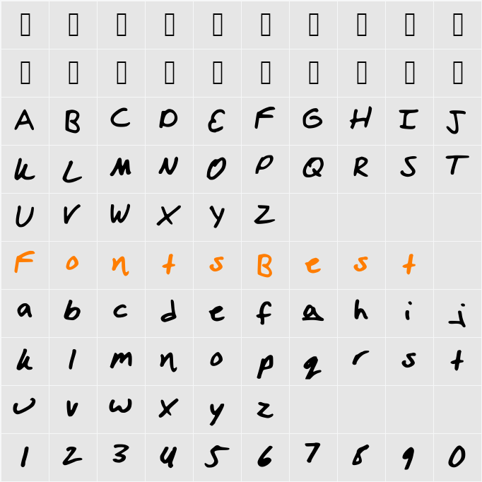 IzziHand Character Map