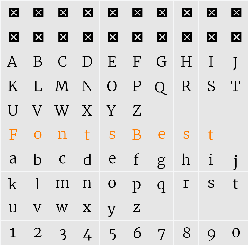Merriweather Light Character Map