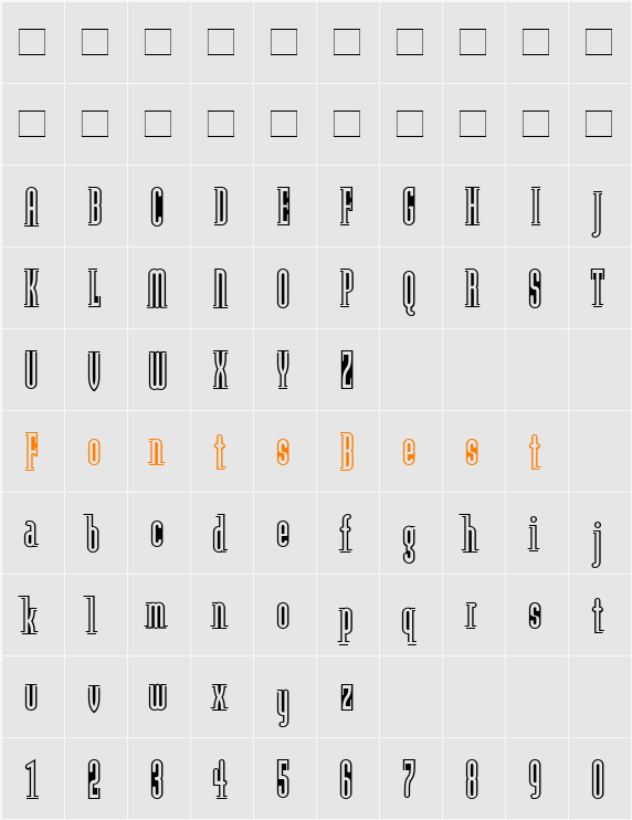 ModulaOutlined Character Map