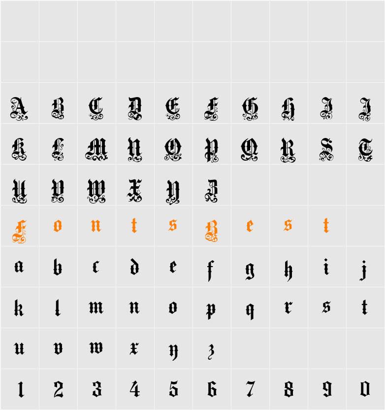 Medici Text Character Map