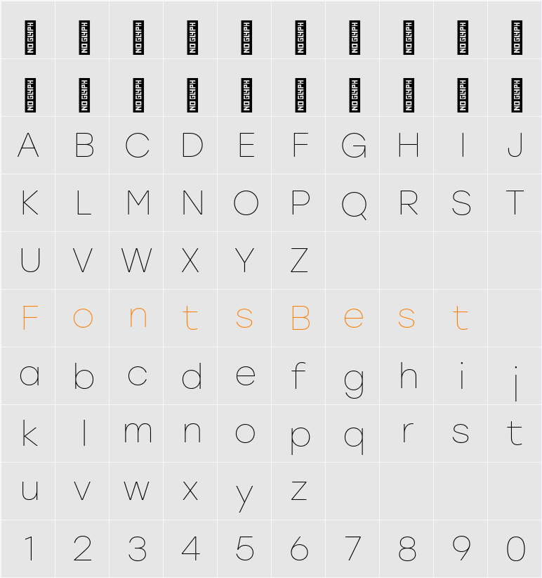 Stolzl Thin Character Map