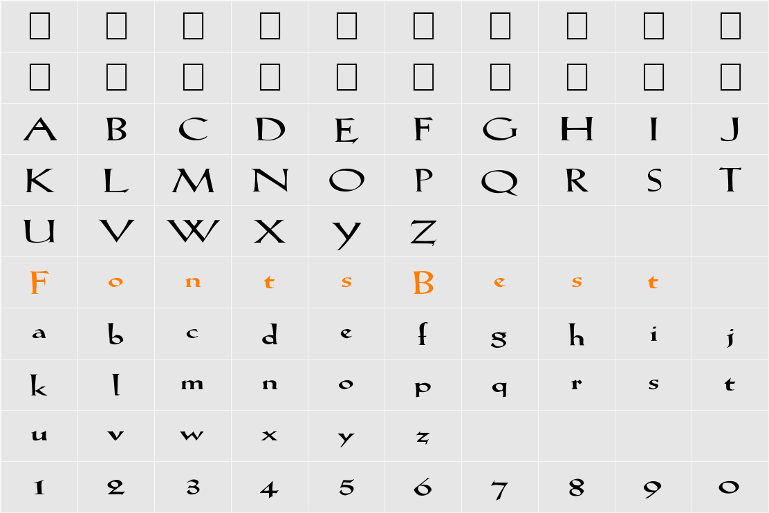 FZ ROMAN 19 EX Character Map