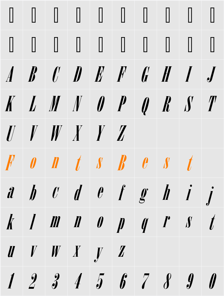 Arndell Cond It Character Map