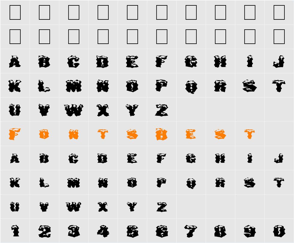 FZ WACKY 29 EX Character Map