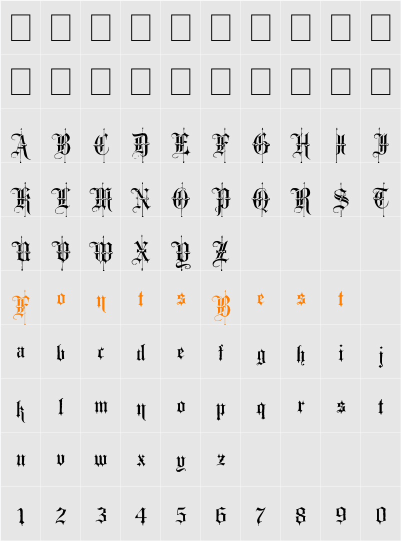 Fancy Card Text Character Map