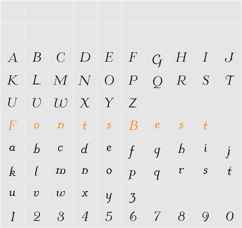 McKenna Handletter NF Roman Italic Character Map