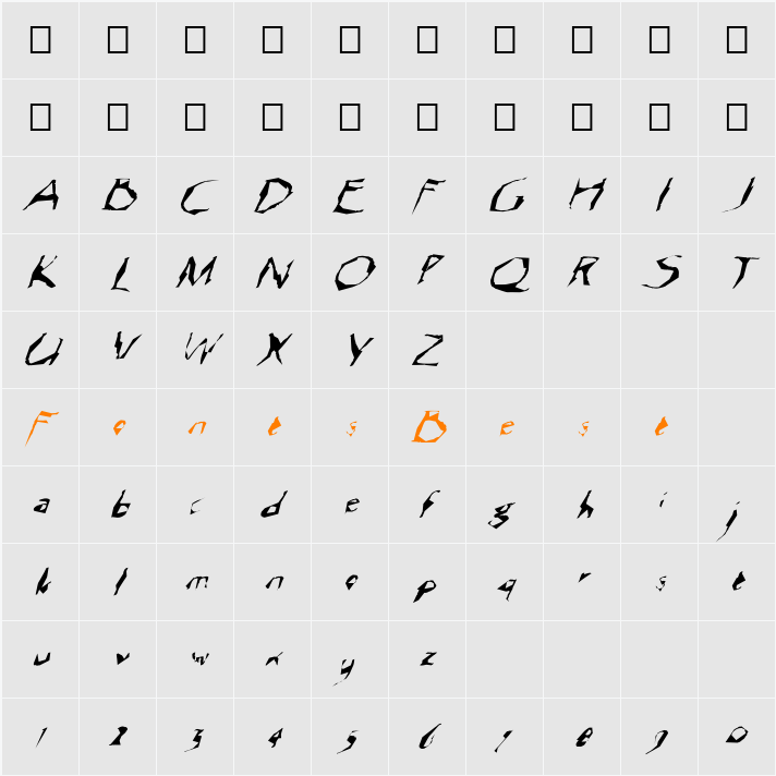 FZ WACKY 12 ITALIC Character Map