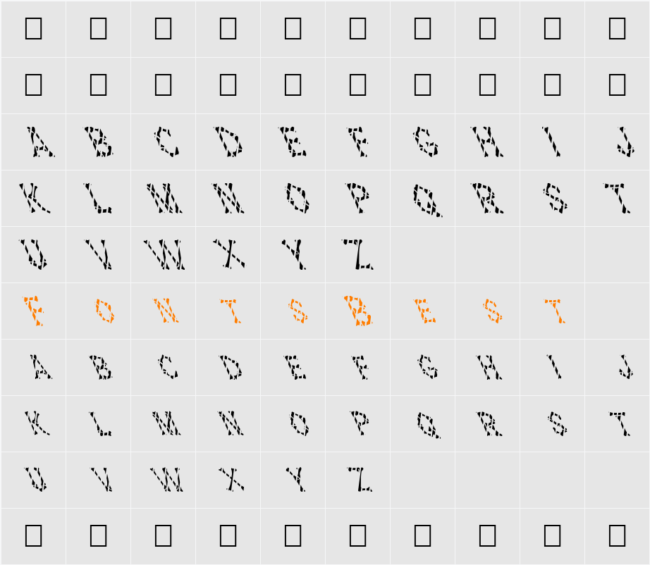 FZ UNIQUE 5 STRIPED LEFTY Character Map