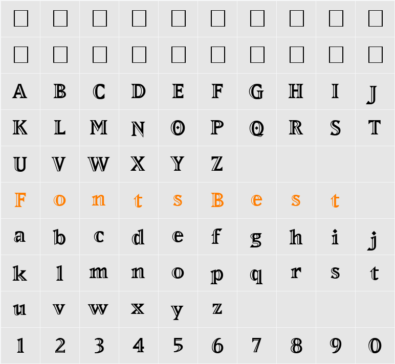 MatrixInlineExtraBoldLining Character Map