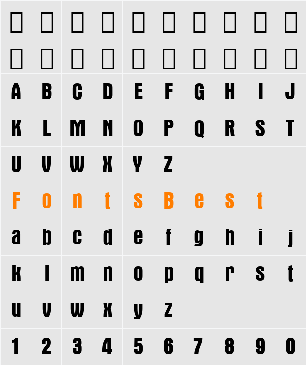 Aurora BdCn BT Character Map