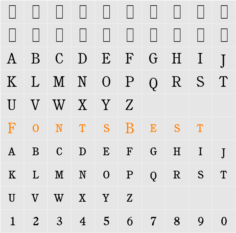 C851-Roman-Smc Character Map