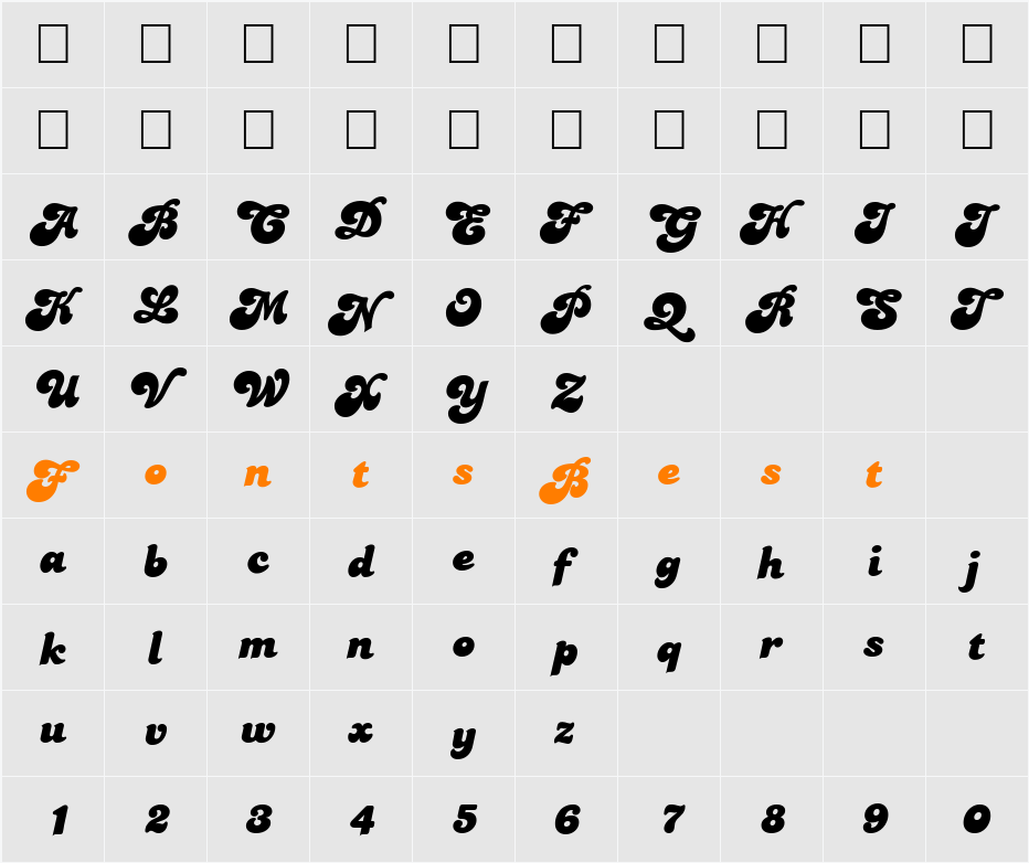 FZ JAZZY 49 Character Map