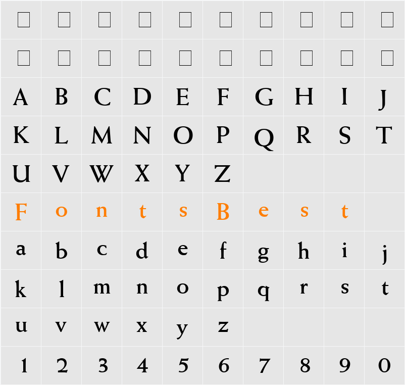 Missive SSi Character Map