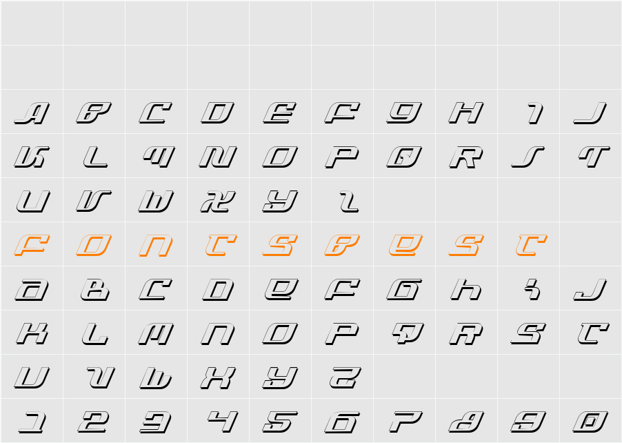 Infinity Formula Shadow Ital Character Map