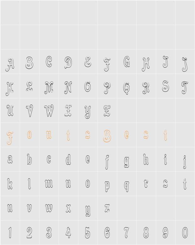 Cacao Plain Outline Character Map