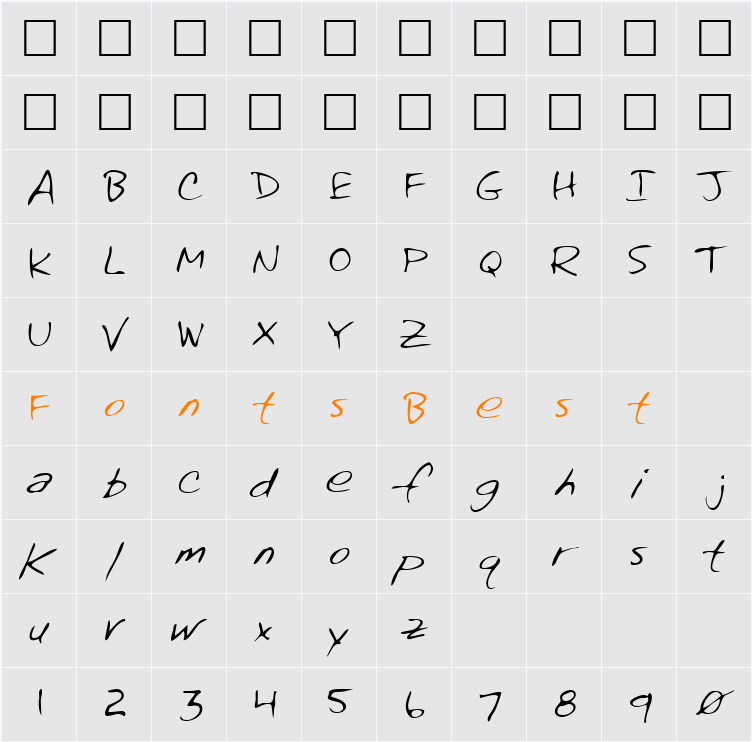 AbigailsHand Character Map